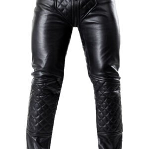 Straight G-Zip Leather Pants for Men Real Leather