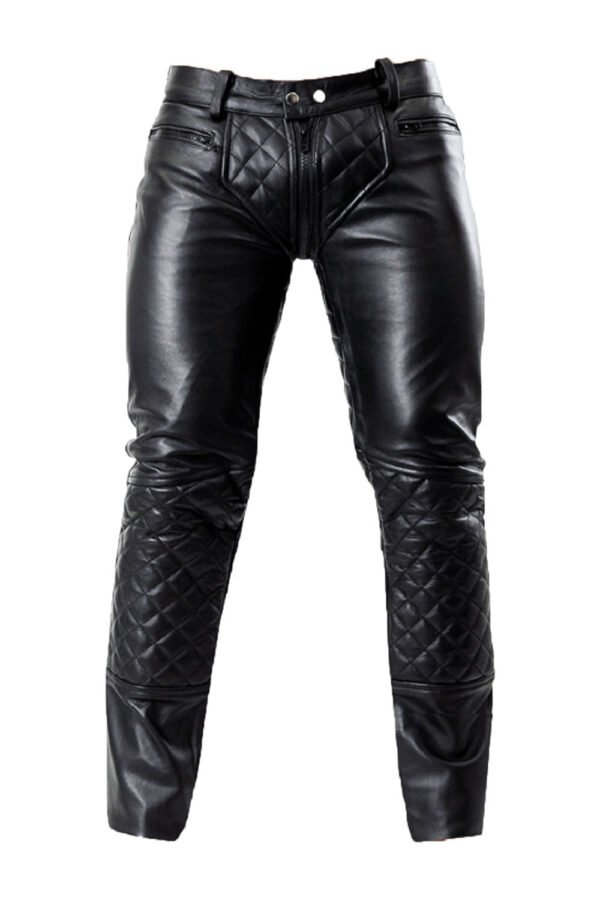 Straight G-Zip Leather Pants for Men Real Leather