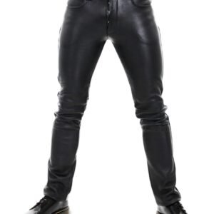 Black Thick Leather Pants For Men