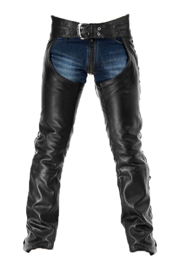 Side Laces Leather Chap Leather Pants for Men