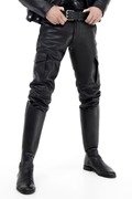 Cargo Tapered Fit Pants for Men Real Leather