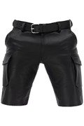Cargo Style Leather Shorts for Men Real Leather