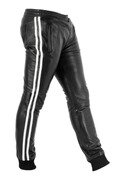 Athletic Fit Black Leather Pants for Men Real Leather