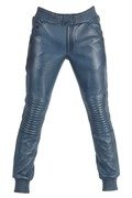 Blue Leather Jogger Pants for Men Real Leather