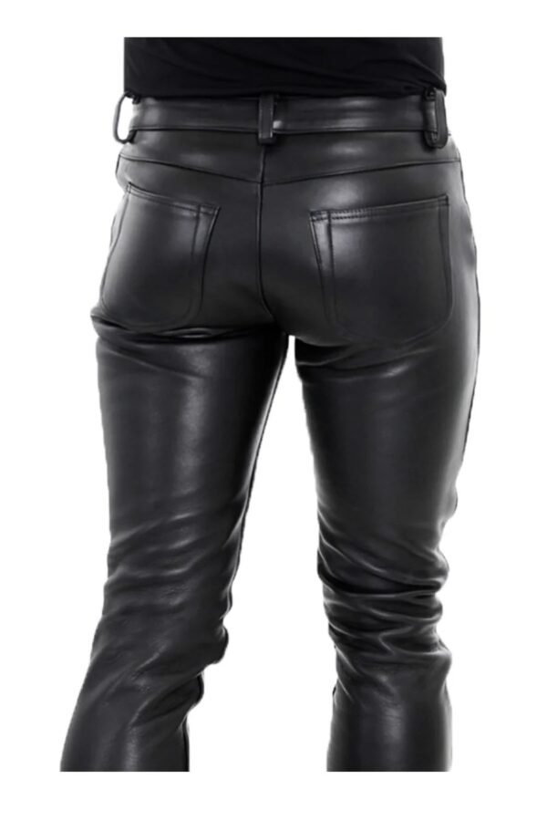 Black Thick Leather Pants For Men - Image 3