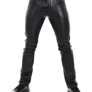 Black Thick Leather Pants For Men